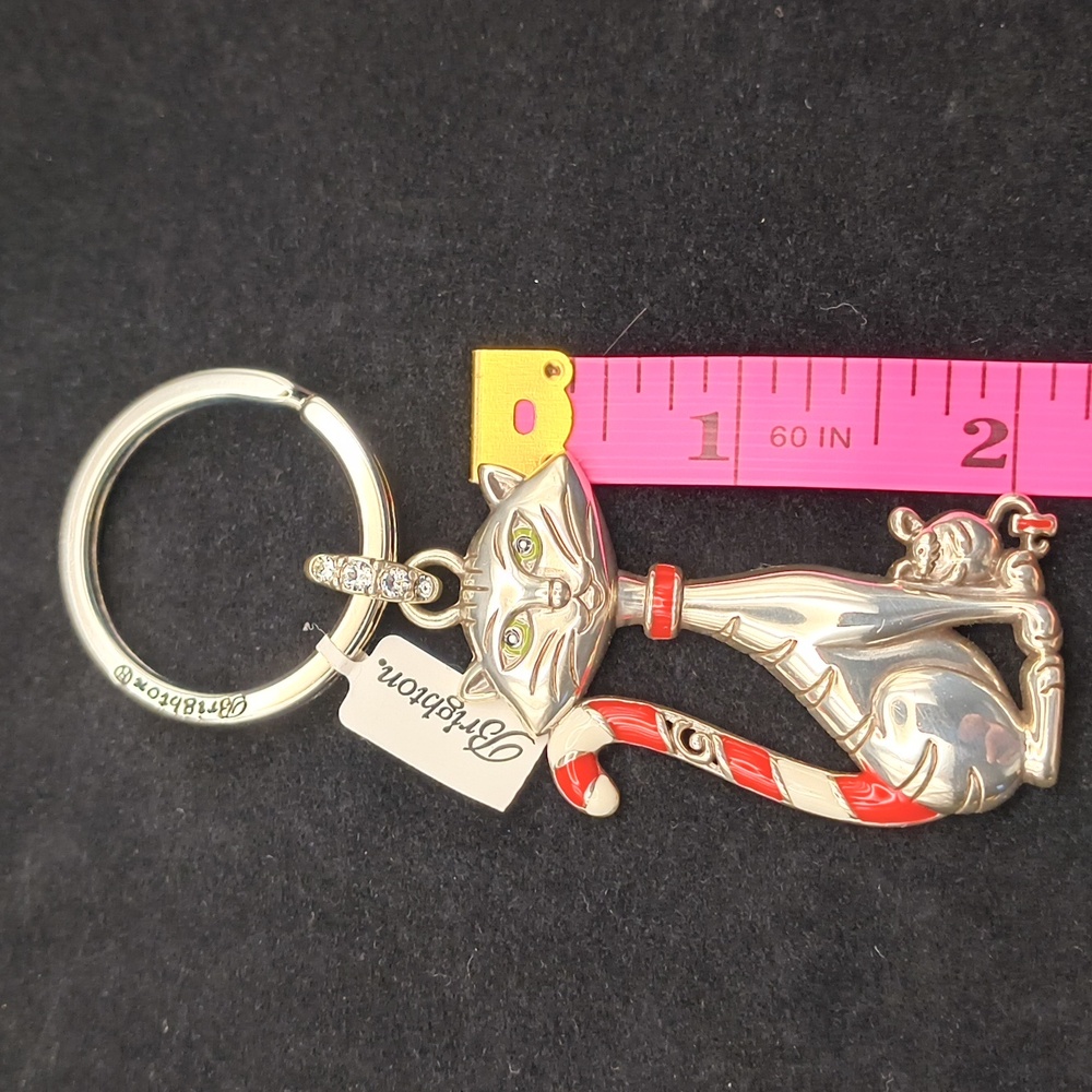 Brighton Candy Cane Cat Key Fob - Picture 4 of 5